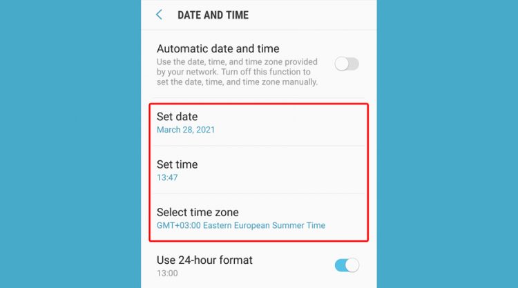 Android-set-date-and-select-time-zone