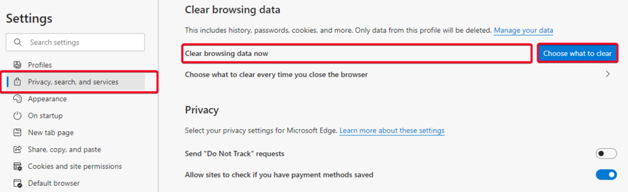 Edge browser privacy