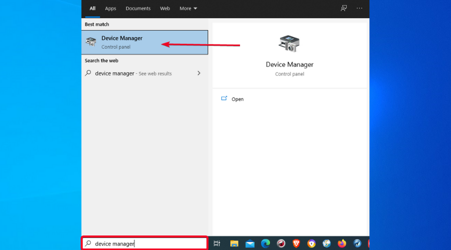 Windows 10 search device manager