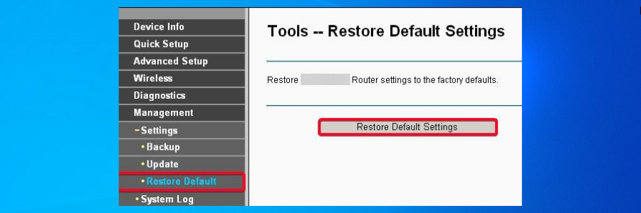 router reset to factory settings