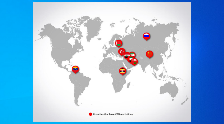 Map shows countries with VPN restrictions