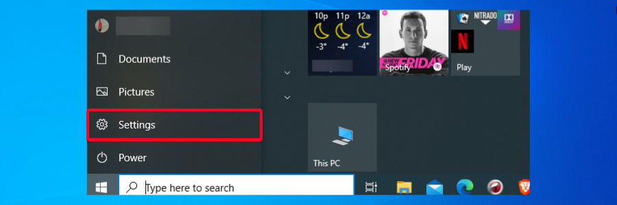 Windows 10 start settings