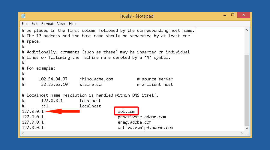 Windows restricted websites hosts notepad