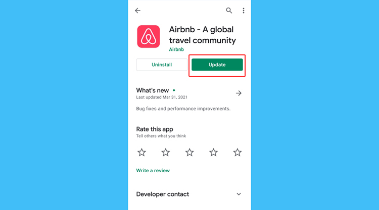 Android update airbnb app