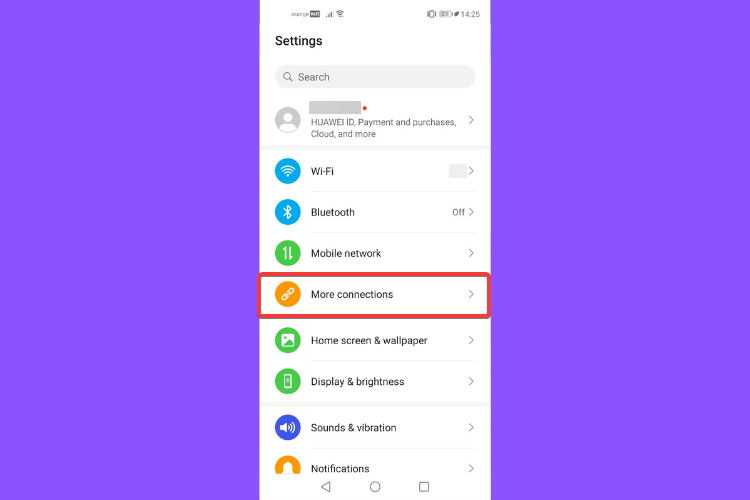 Huawei settings show More connections