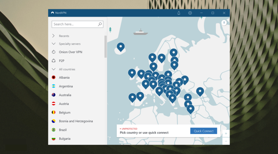 nordvpn user interface