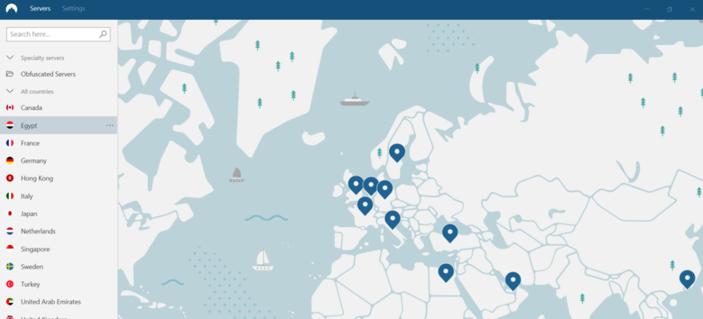 nordvpn user interface