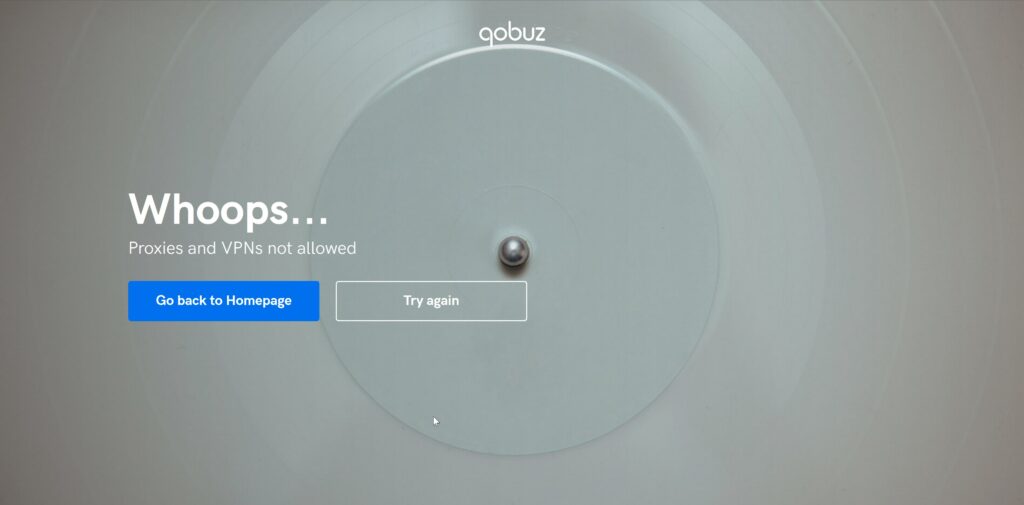 qobuz vpn and proxy not allowed error message