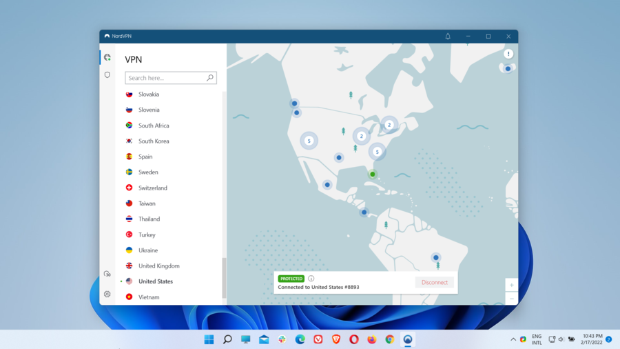 nordvpn user interface