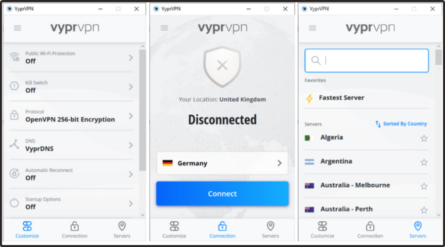 vyprvpn user interface