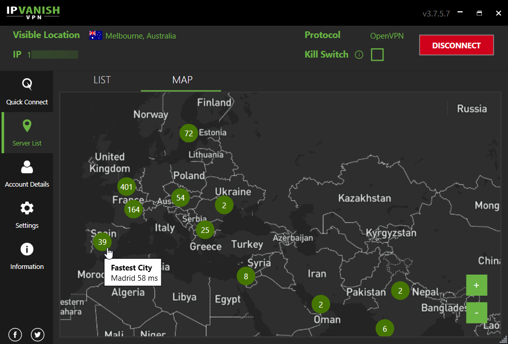 ipvanish server locations