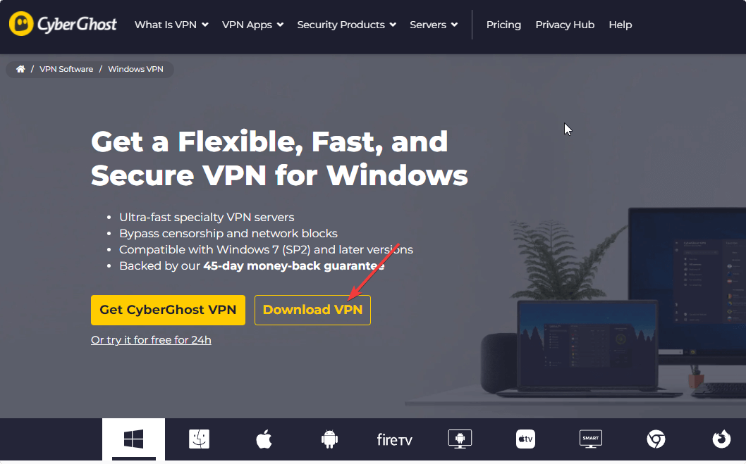 download cyberghost VPN