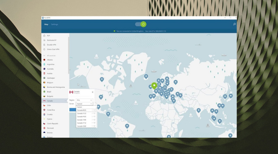 nordvpn user interface