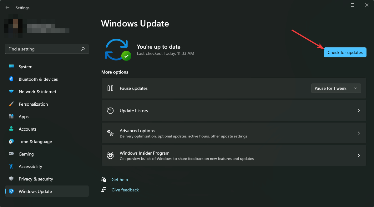 checking for windows update win11