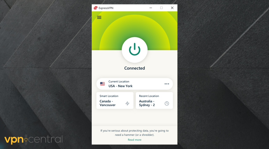 ExpressVPN connected