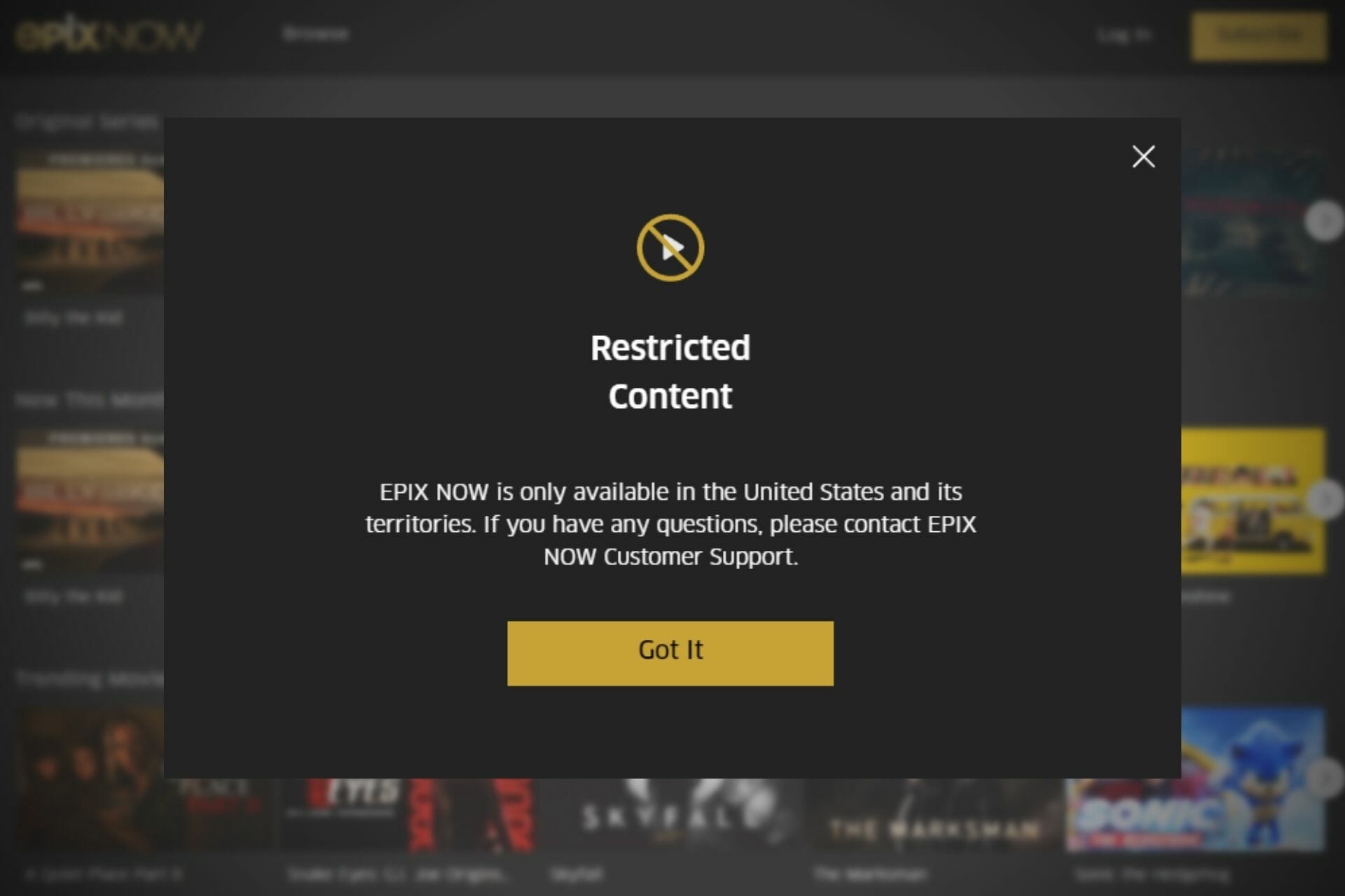 How to Fix the Epix Now Restricted Content Error