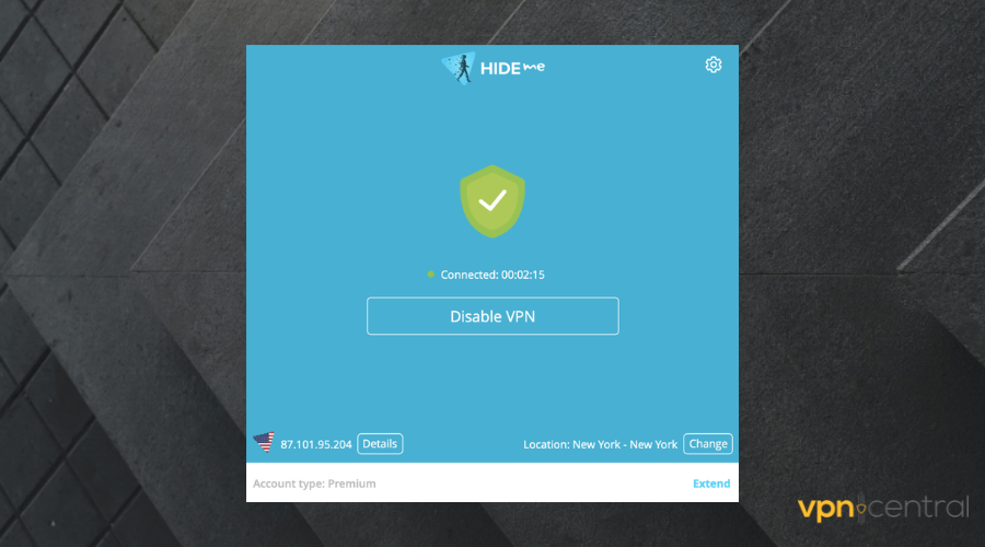 hide me vpn user interface