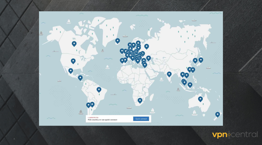 NordVPN server map