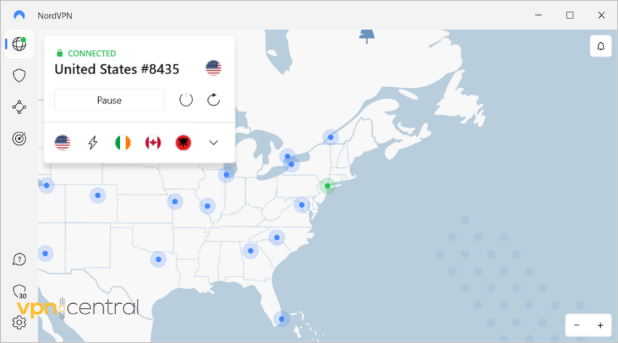 nord vpn connected to us