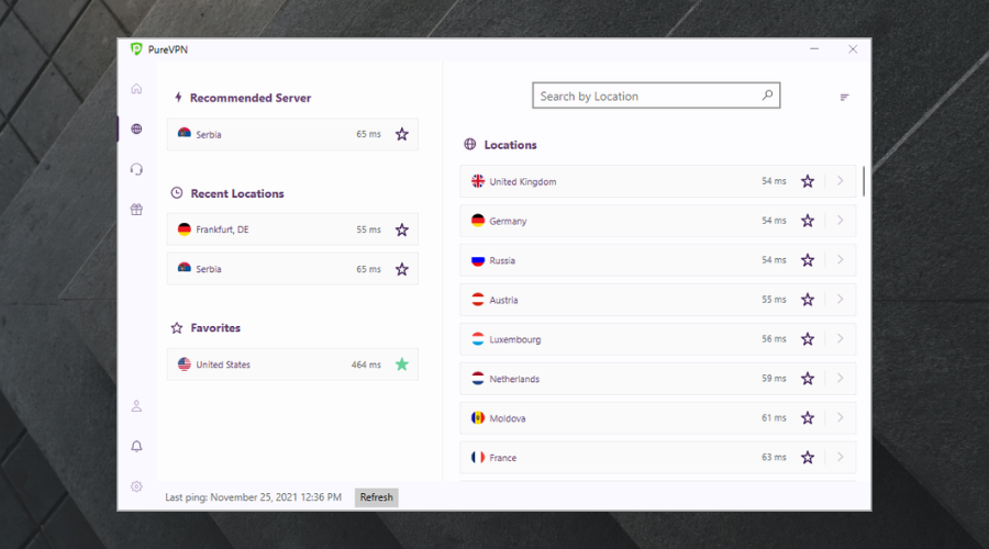 PureVPN server locations