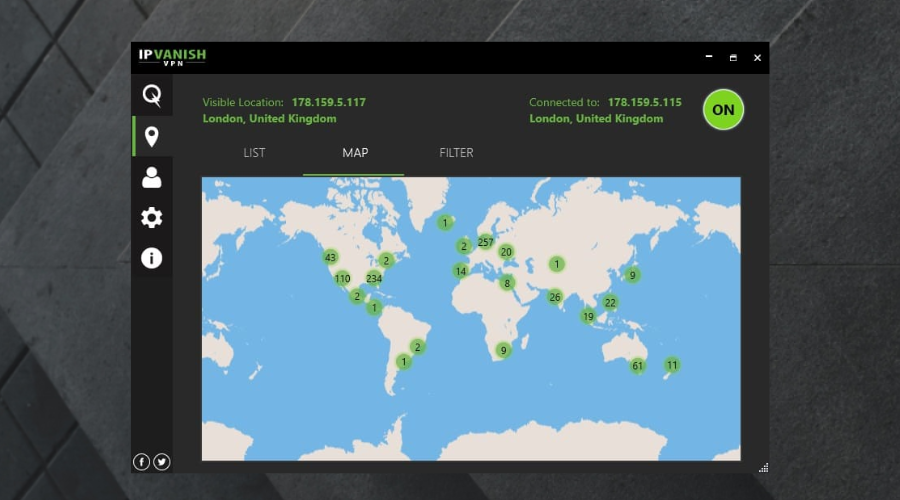 IPVanish server locations