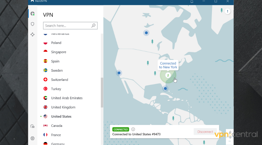 nordvpn user interface