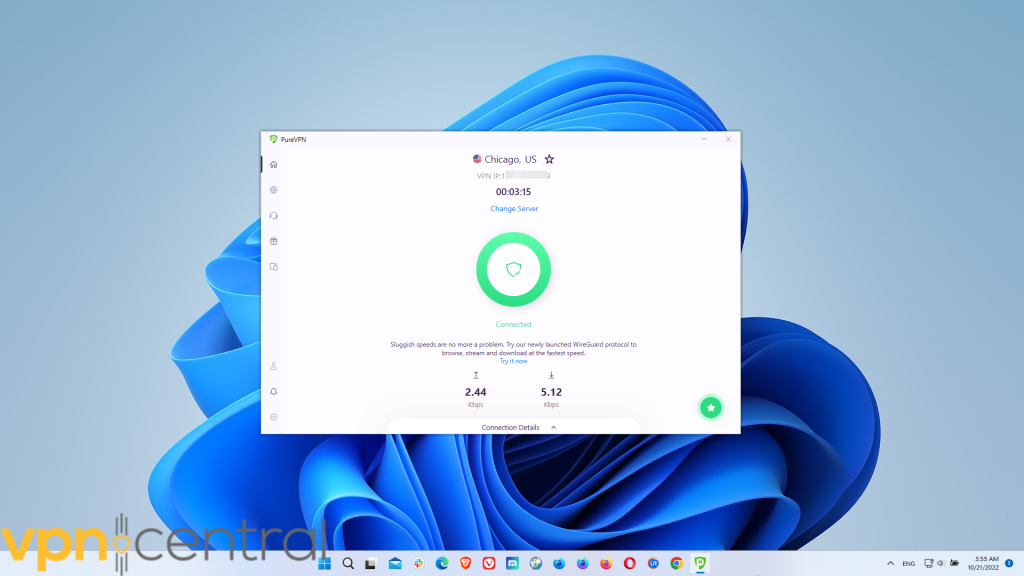 PureVPN desktop Windows 11