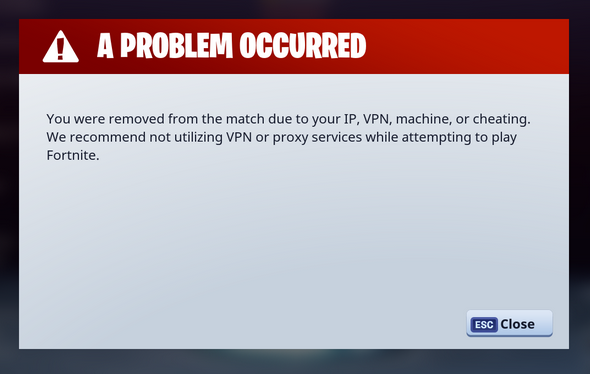 fortnite vpn error message