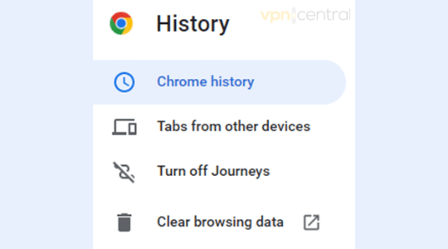 Chrome browser history