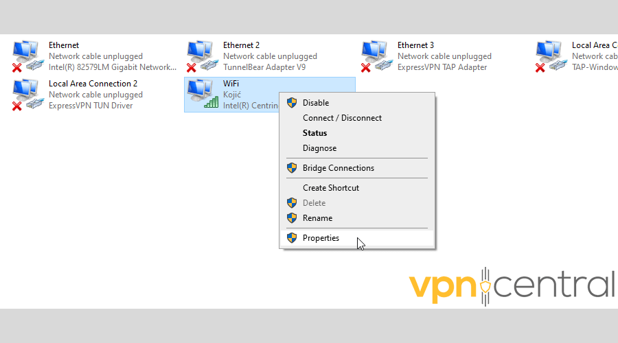 Properties of a chosen network