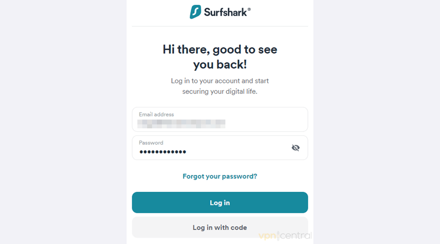 Log into Surfshark