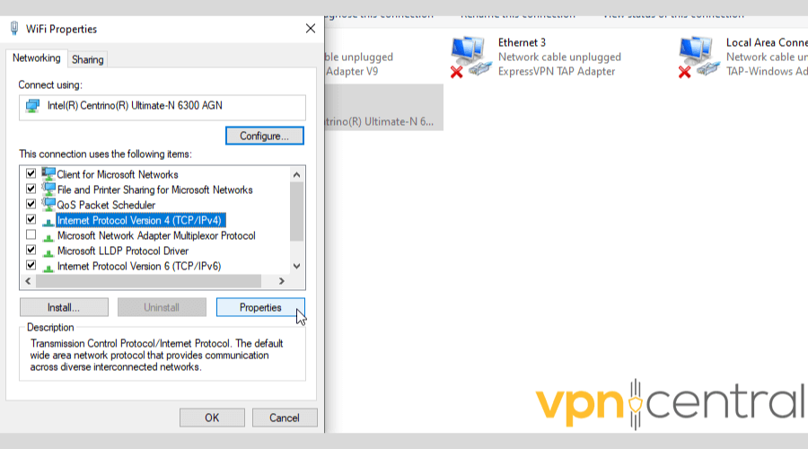 Protocol Version 4 (TCIP/IPv4) Properties