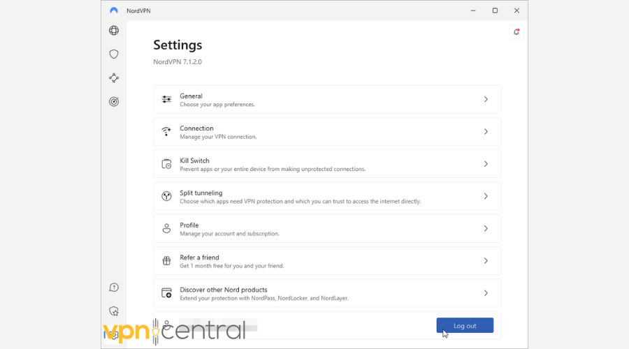 NordVPN app settings