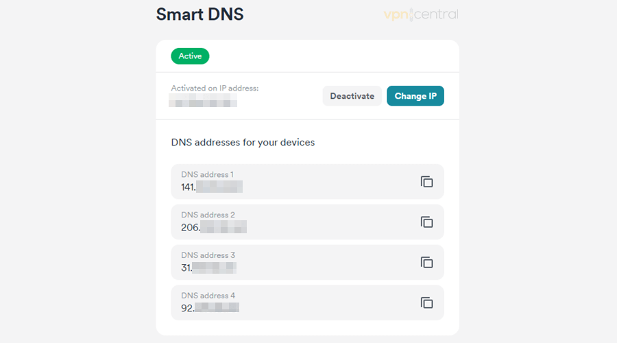 Surfshark Smart DNS addresses
