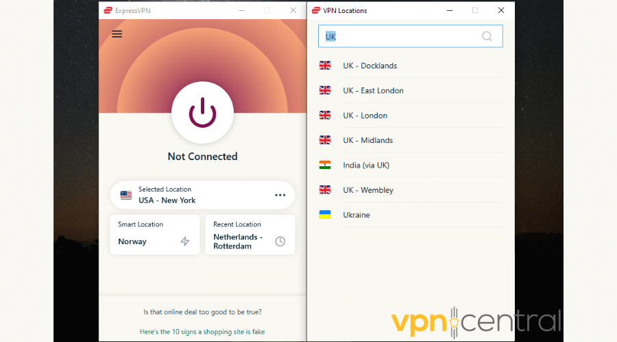 ExpressVPN UK servers