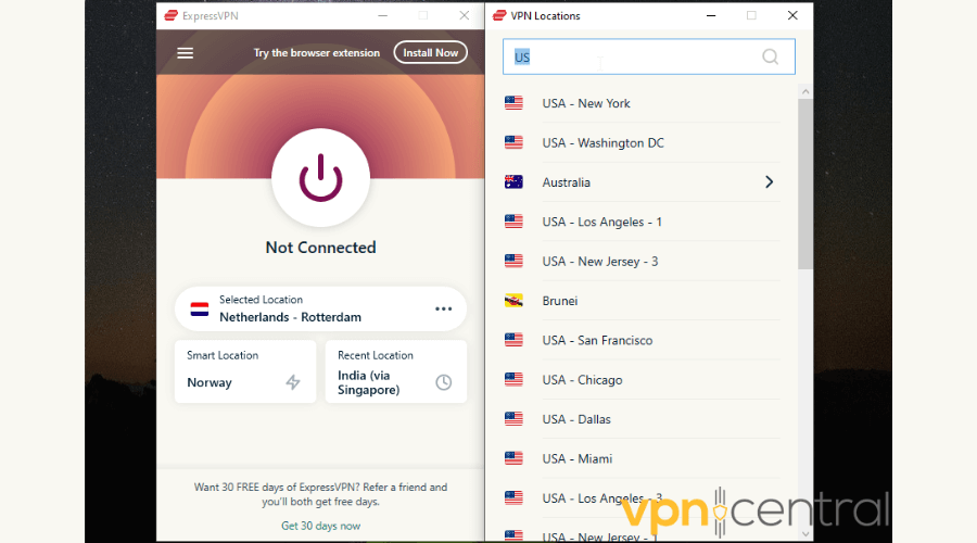 ExpressVPN not connected 