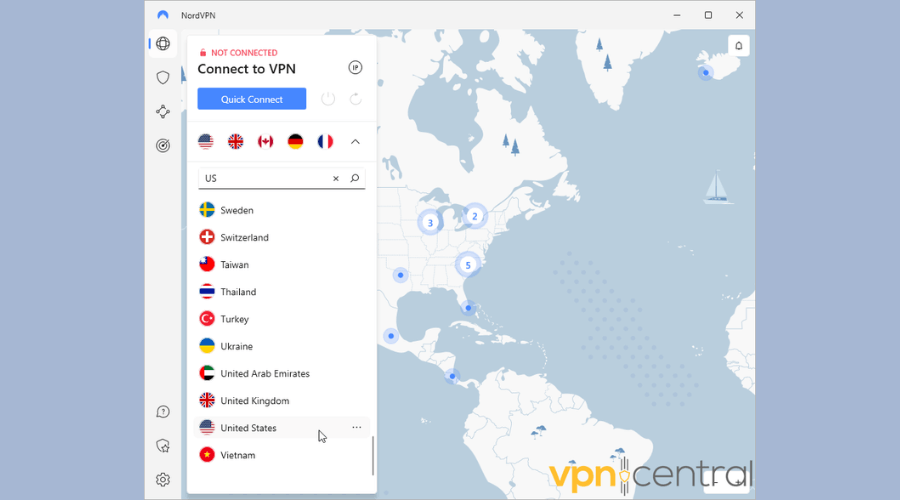 NordVPN server options