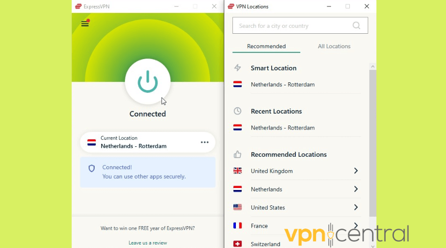 ExpressVPN connected