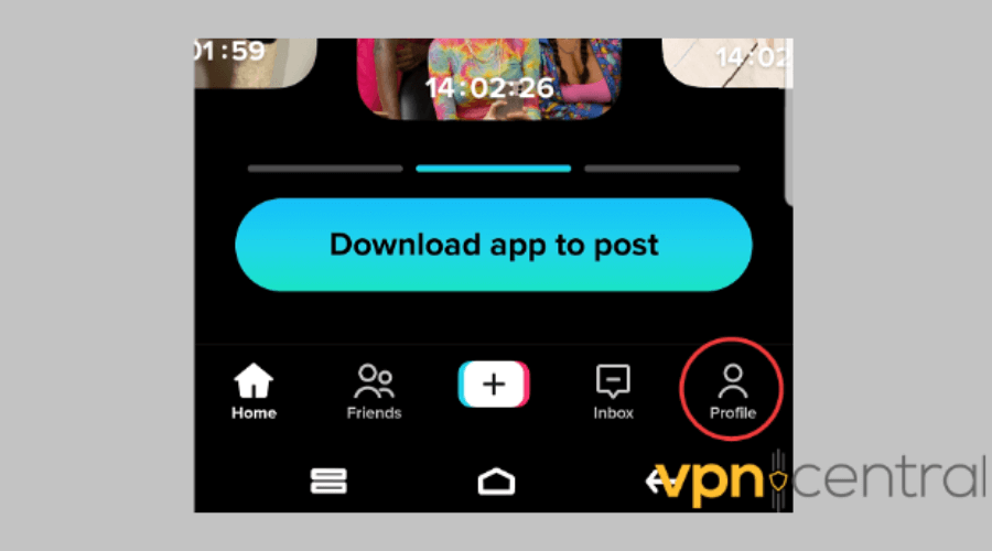 Profile settings on TikTok 