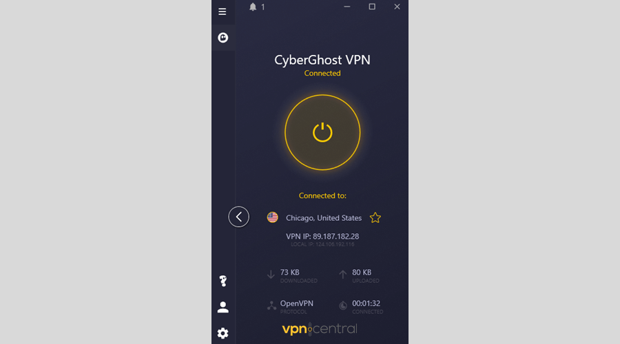 CyberGhost connected
