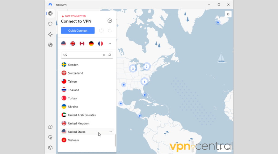 List of NordVPN servers in the US