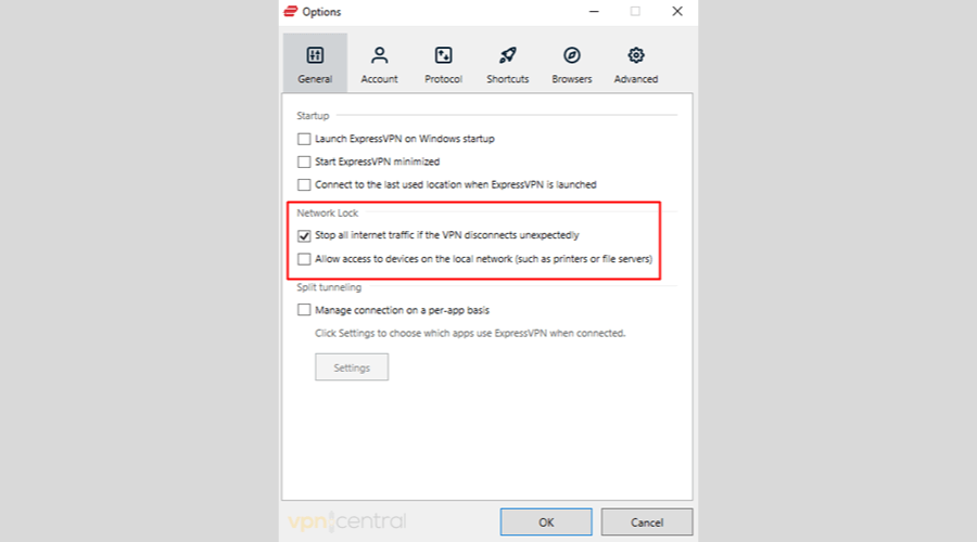 ExpressVPN general settings