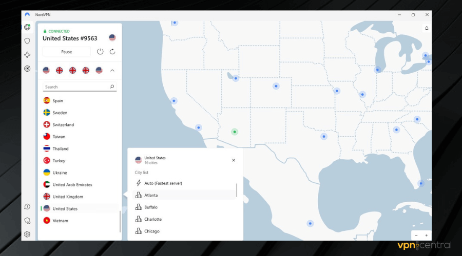 vpn with most us cities