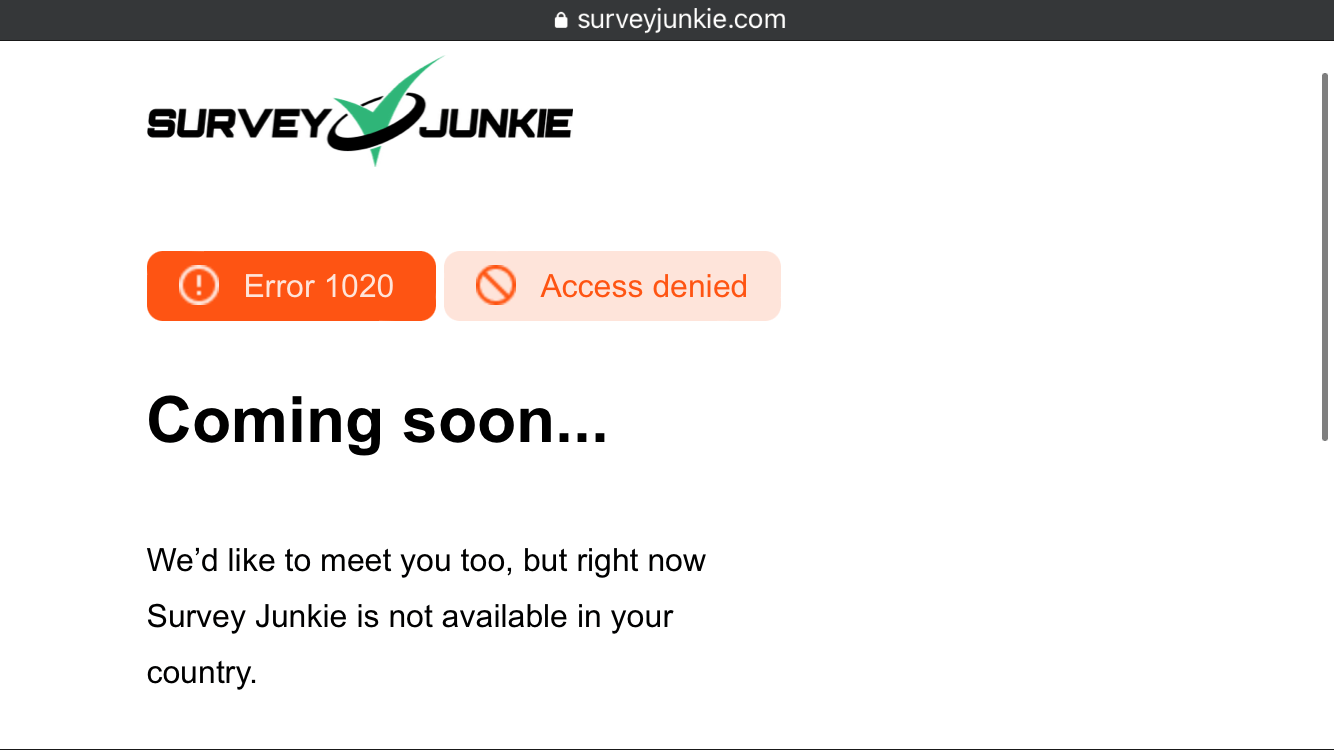 Survey Junkie access denied