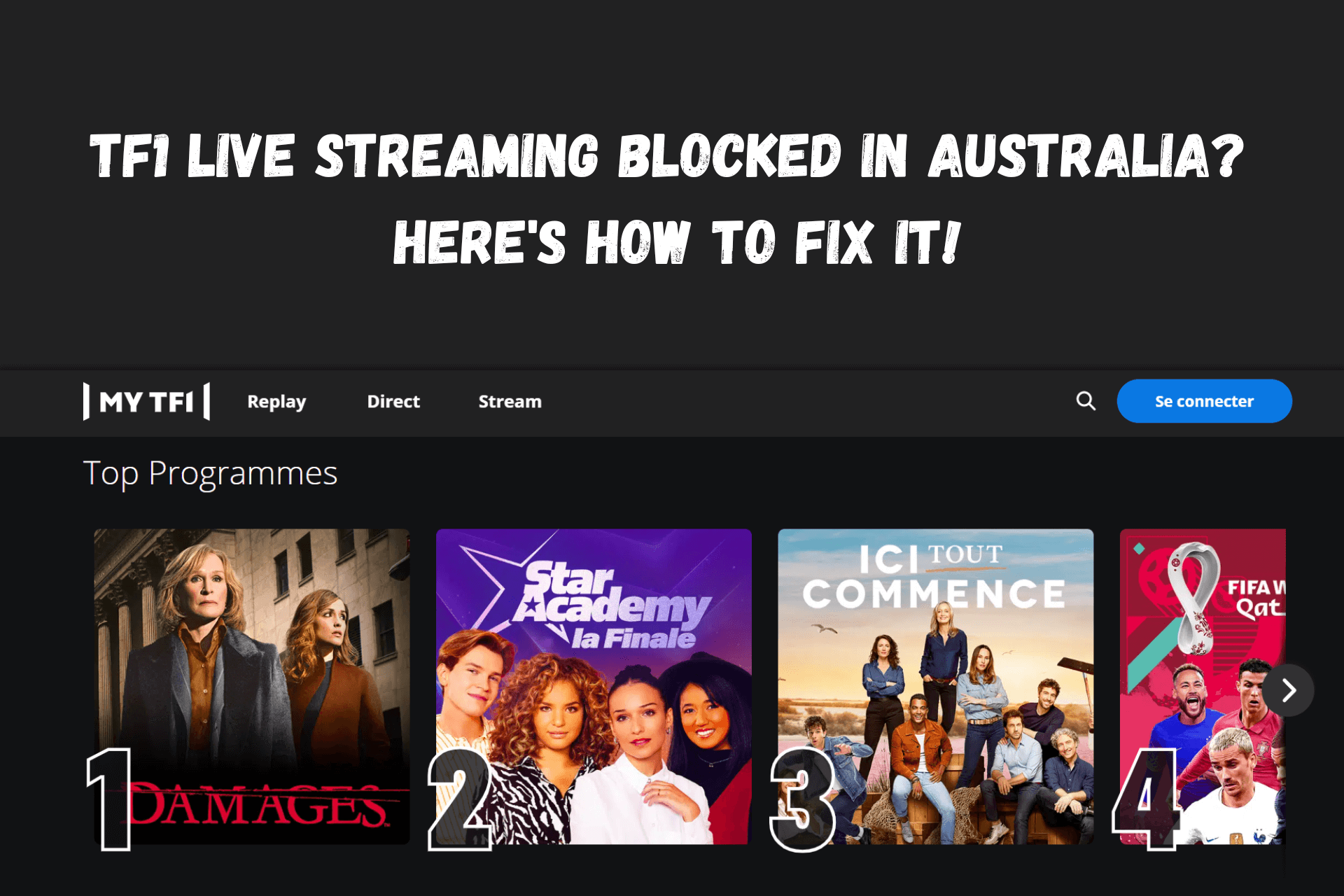 TF1 Live streaming blocked in Australia