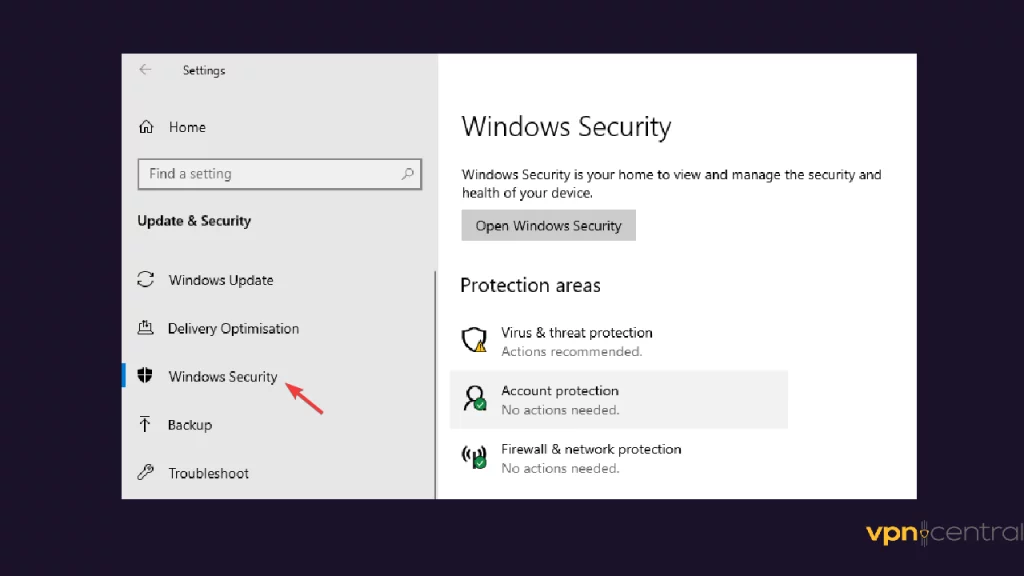 windows firewall settings