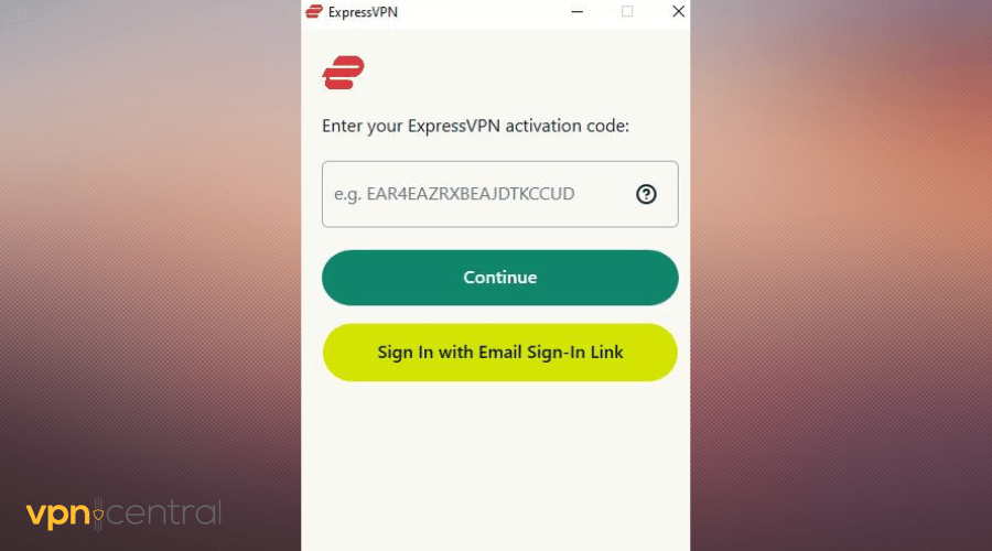 expressvpn login interface