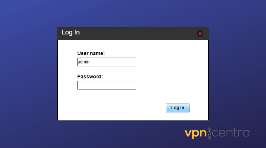 login to router admin page