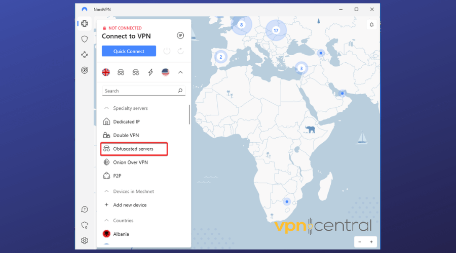 nordvpn obfuscated servers options