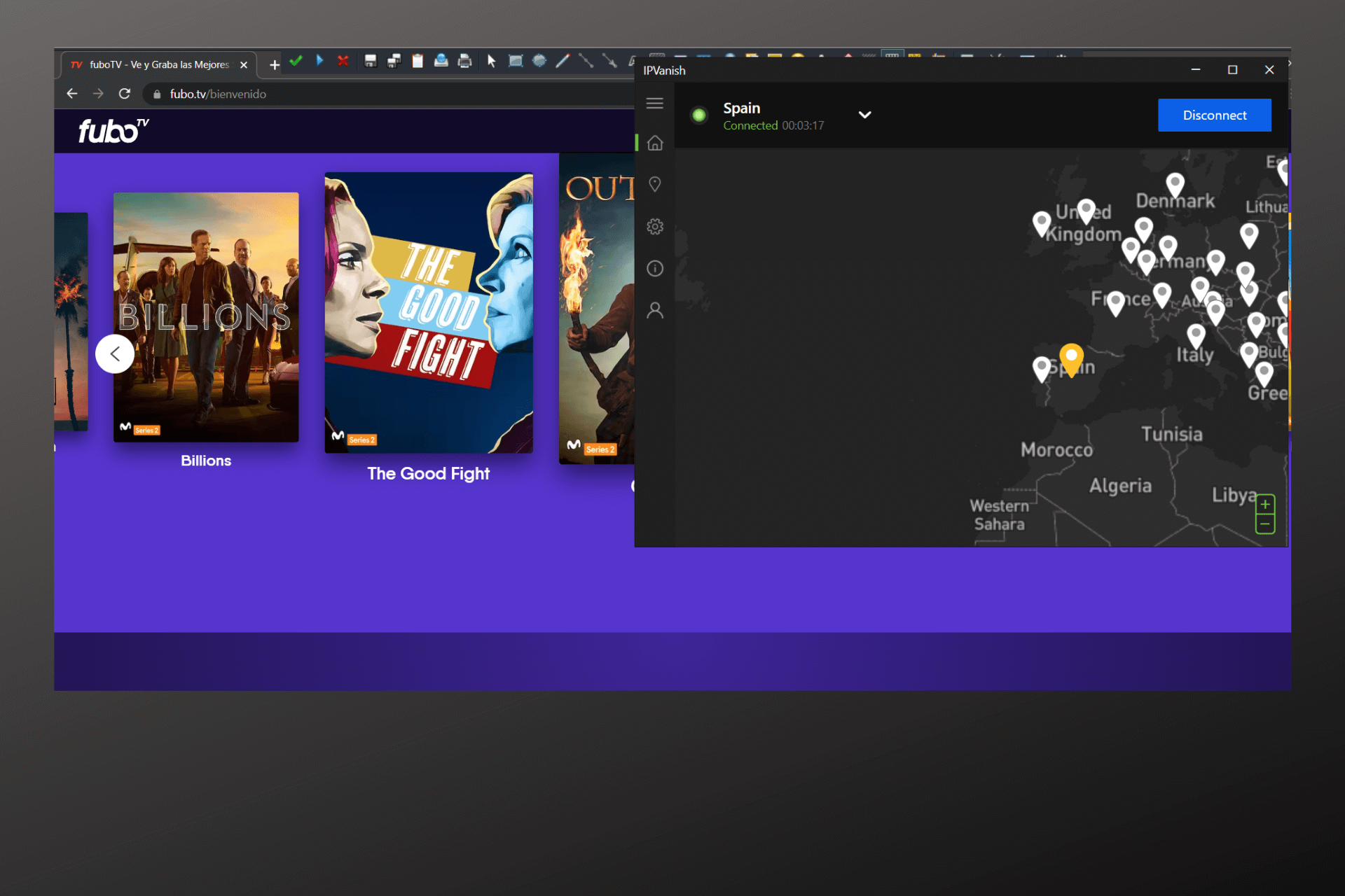 watch fubotv in europe with vpn connected to spain